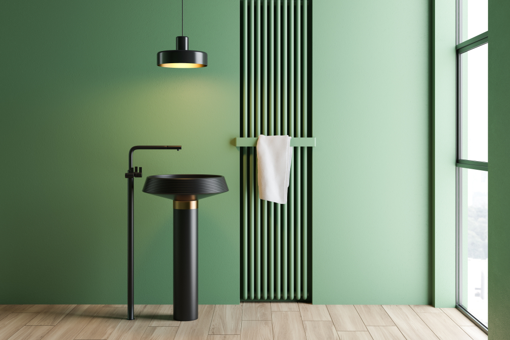 Green interior with black details